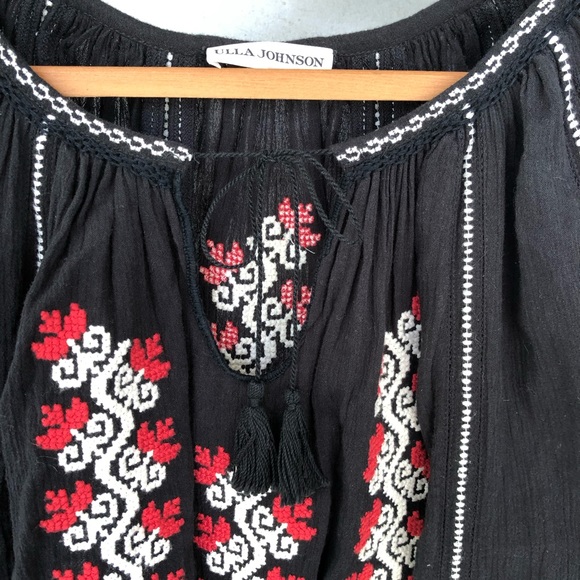 Ulla Johnson Mini Dress Tassels Black Embroidered  Samira US 2 - Picture 4 of 12